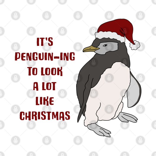 Cute Penguin in Santa Hat by Punderstandable