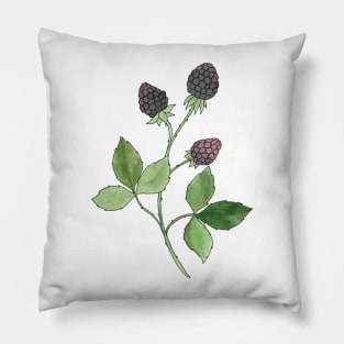 Blackberry Watercolor Illustration Pillow