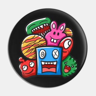 Monster Character Doodle Art Pin