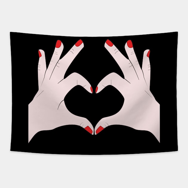 Hands Making Heart Shape Love Sign Language Valentine's Day Tapestry by Okuadinya