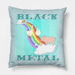 Farmyard Rainbow Black Metal Pillow