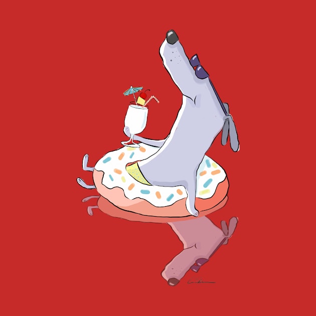 Floating Donut Dog by Laurie Stein Art