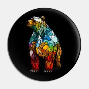 Grizzly Bear Animal Portrait Stained Glass Wildlife Outdoors Adventure Pin