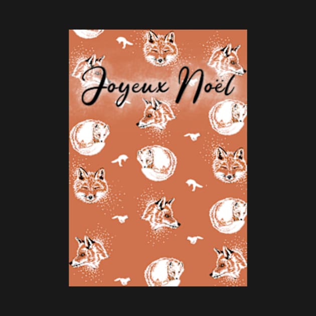 Foxes orange background Christmas card by rainetteillus