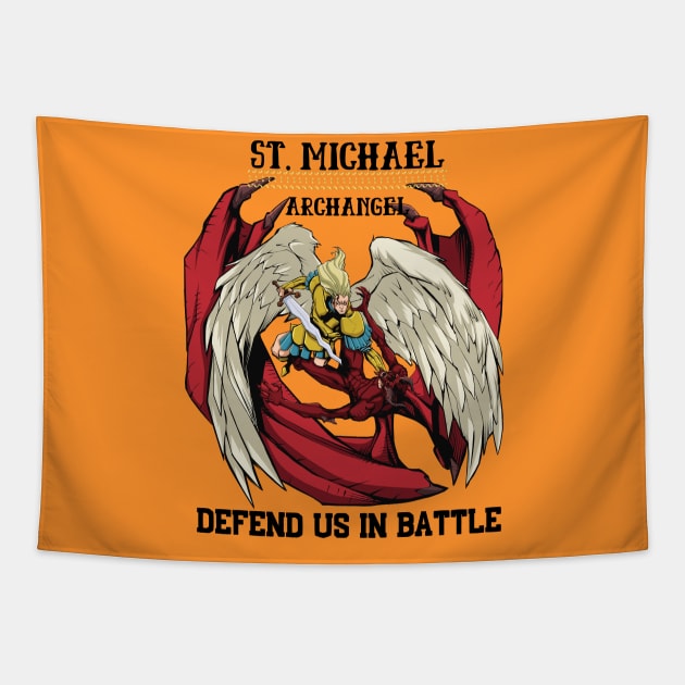 St. Michael - Defend Us In Battle 4 Tapestry by stadia-60-west