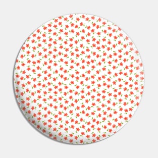 Ditsy Floral - Coral and Green on White Pin