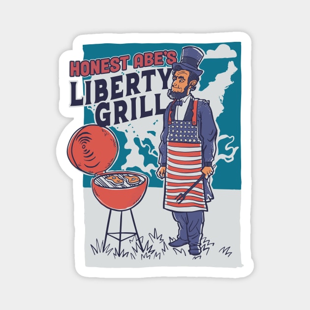 Honest Abe's Liberty Grill // Funny USA Fourth of July Abraham Lincoln Magnet by SLAG_Creative