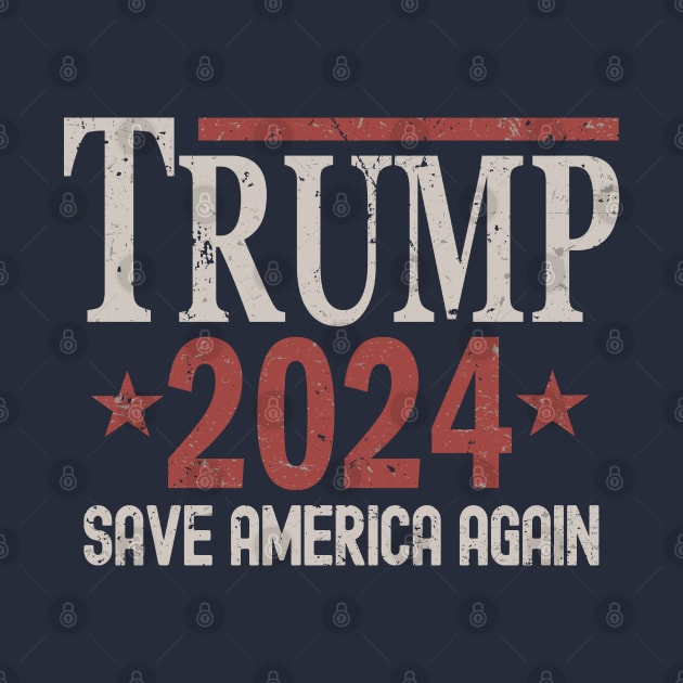 Distressed Trump 2024 - Save America Again by Etopix