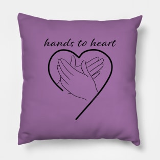 Hands To Heart in Black Pillow