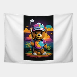 teddy bear playing golf Tapestry