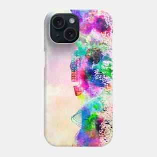 Athens skyline in watercolor background Phone Case
