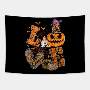 Funny Dog Lover Gift Love Cocker Spaniel Halloween Pumpkin Tapestry