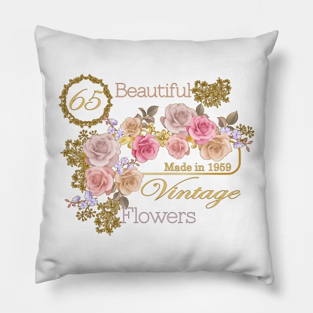 Vintage Roses- A Special 65th Birthday Gift for Her Pillow by KrasiStaleva