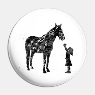 Little girl with horse Pin