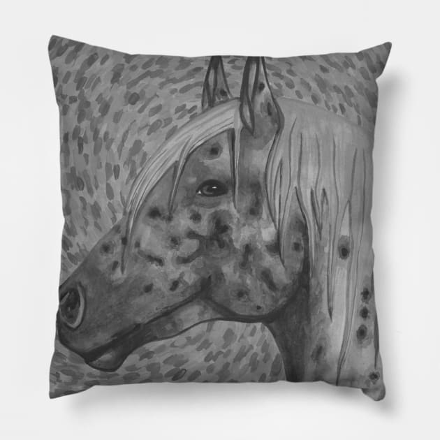 Black and white appaloosa horse Pillow by deadblackpony