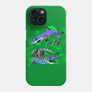 the shark and the alligator in wetland landscape ecopop Phone Case