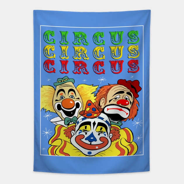 Circus Clowns Tapestry by RockettGraph1cs