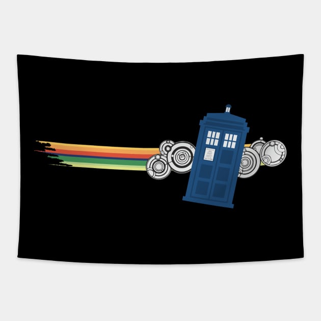A New Doctor Is In The House - 13th Stripes Planets Blue Box 1 Tapestry by EDDArt