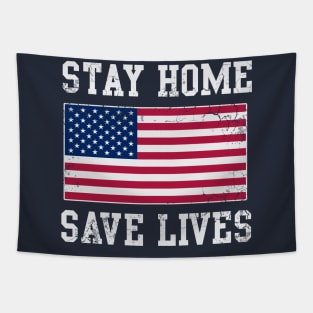 Stay Home Save Lives USA Covid 19 Tapestry