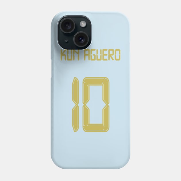 Kun Aguero Man City 10 gold shirt Phone Case by Alimator