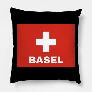 Basel City in Swiss Flag Pillow