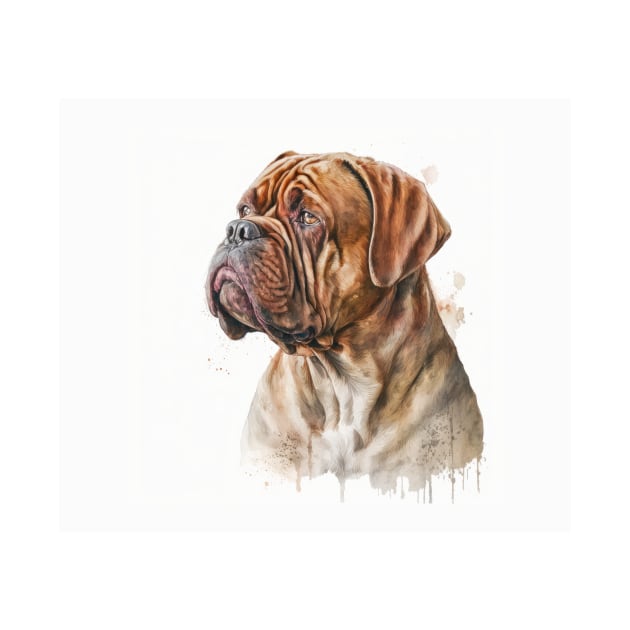French Mastiff Watercolour by TheArtfulAI