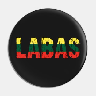 Labas Lithuanian Hello Funny Lietuva Language Flag Pin