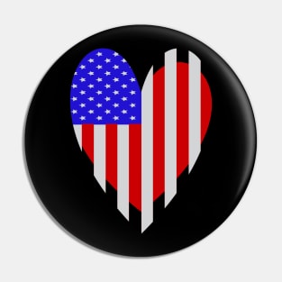 USA Red Heart Love Flag Pin