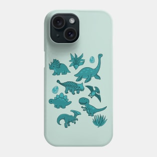 Teal Dinosaurs Phone Case