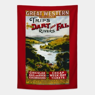 Vintage Travel Poster - Dart and Fal Rivers Tapestry