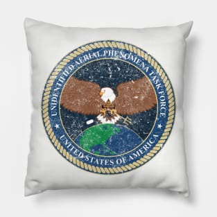 Unidentified Aerial Phenomena Task Force (UAPTF) Insignia - Grunge Textured Pillow