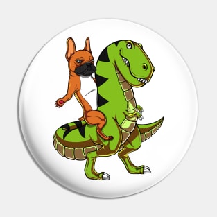 French Bulldog Riding T-Rex Dinosaur Pin