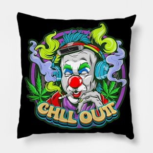 Urban Style Clown with Headphones Pillow