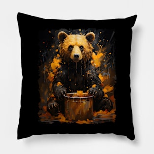 Young Bear Playing Pillow