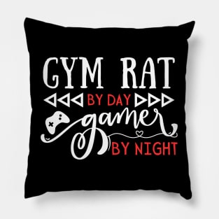 Gym Rat By Day Gamer By Night Funny Gift Idea For Gym Bros Pillow