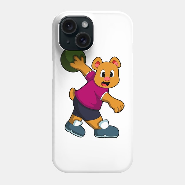 Bear at Bowling with Bowling ball Phone Case by Markus Schnabel