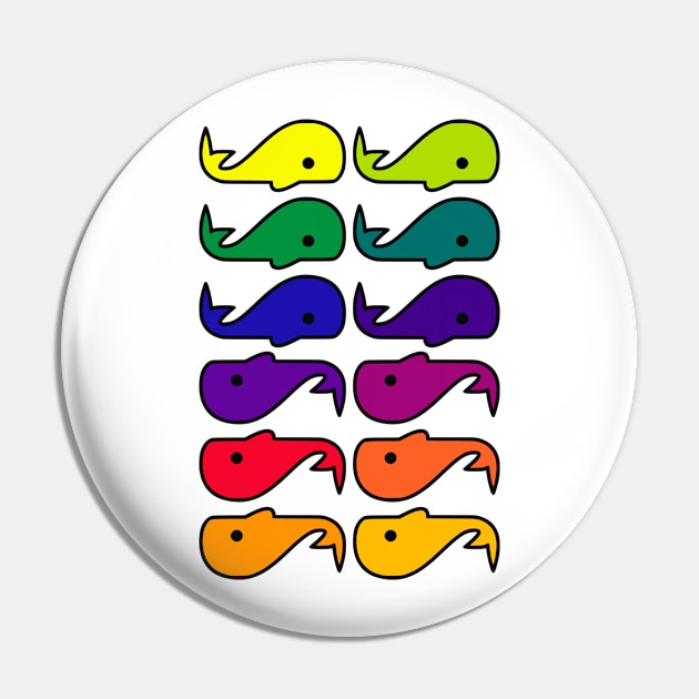 Colorful Whales Pin by Shrenk