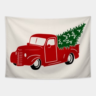 Christmas Tree Truck Tapestry