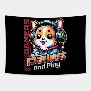 Paws And Play Corgi lover Dog lover Tapestry