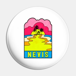 Nevis Groovy Sunset 70's Hippie Hippy Vintage Saint Kitts Pin