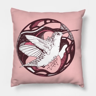 Pink and White Circle of The Hummingbird Pillow