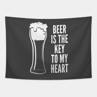 Funny Drinking Shirt – Funny Beer Saying Beer Is The Key To My Heart Tapestry