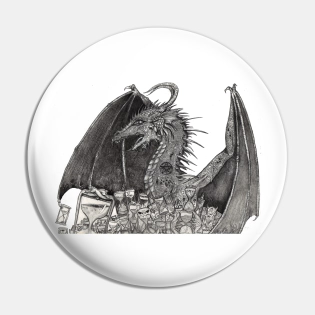 Dragon and Hourglasses Pin by pegacorna