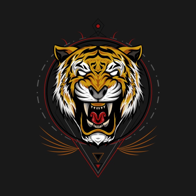 Tiger with roaring face by AGORA studio