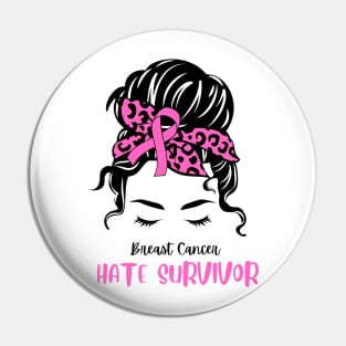 Breast Cancer Awareness-  Hate Survivor Pin