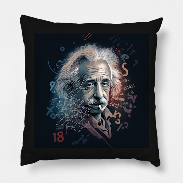 Albert Einstein E=mc2 design, Pillow by Buff Geeks Art