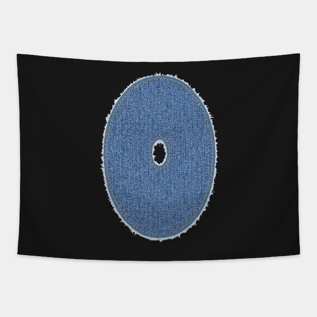 Number Zero Blue Denim Tapestry by jngraphs