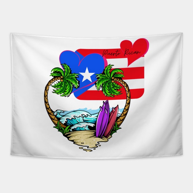 Puerto Rican Heart Tapestry by PositiveInfluencerJ9