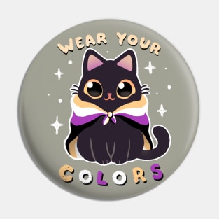 Nonbinary LGBT Pride Cat - Kawaii Rainbow Kitty - Wear your colors Pin