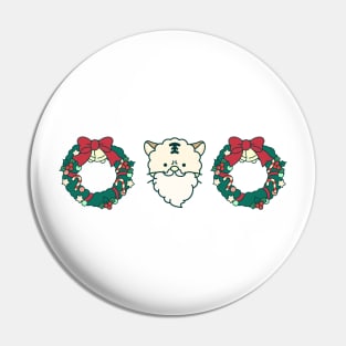 Christmas wreath and cat Santa. Pin